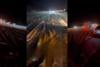 KAŞ–DEMRE YOLUNDA DOLU ALARMI, TRAFİK BEYAZA BÜRÜNDÜ