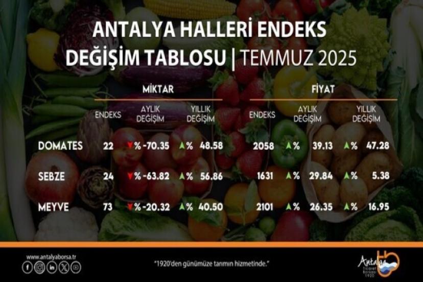 ANTALYA TİCARET BORSASI TEMMUZ AYI HAL ENDEKSİNİ AÇIKLADI